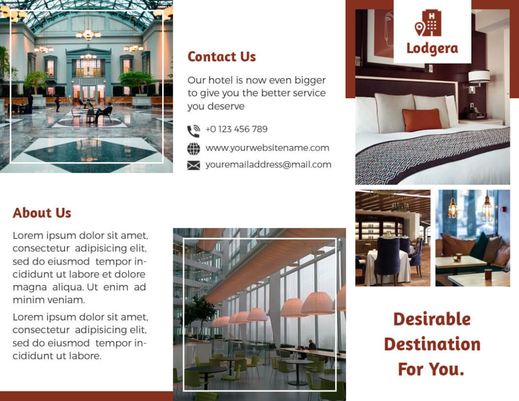 Elegant White Trifold Brochure Template for Hotel