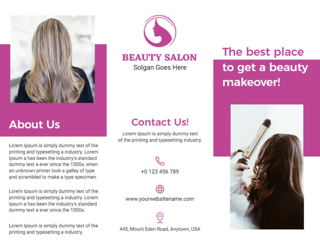 White Minimalistic Beauty Salon Trifold Brochure