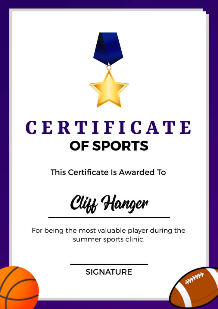 Sports Certificate Example
