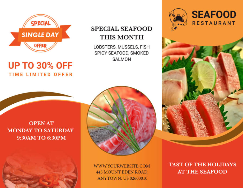 Sea Food Restaurant Trifold Brochure Template