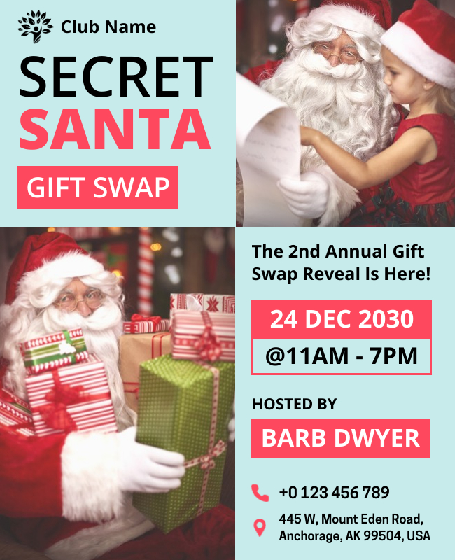 Secret Santa gift swap flyer