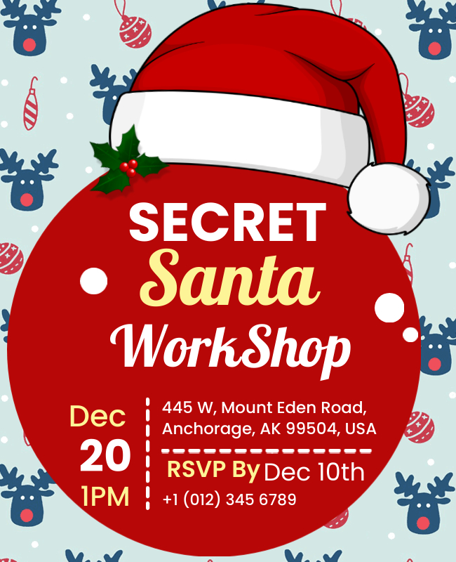 Secret Santa's Workshop Flyer Ideas
