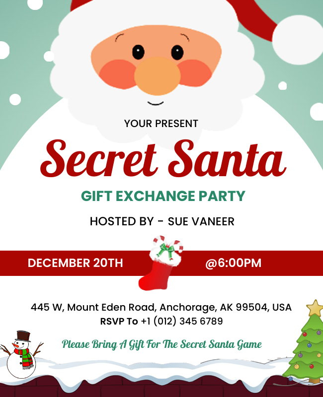 secret santa gift exchange flyer