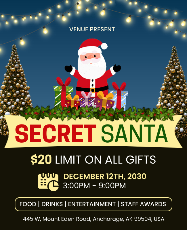 Secret Santa Venue Flyer Template