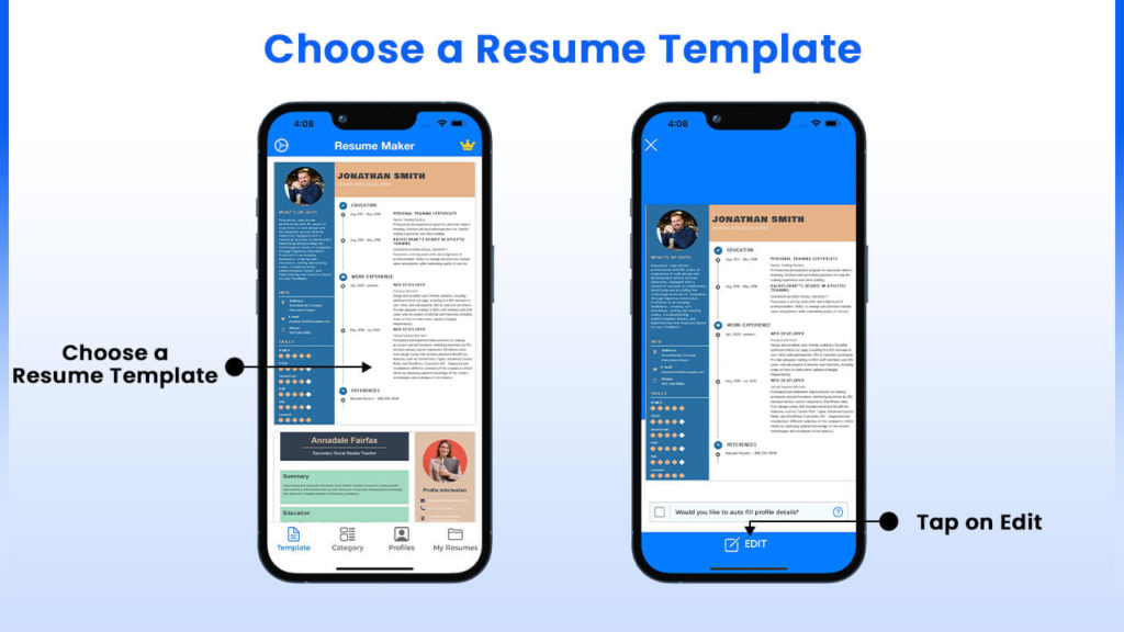 how to make a resume on my iphone