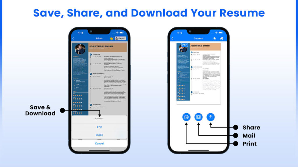 Save, Share, and Download Your Resume