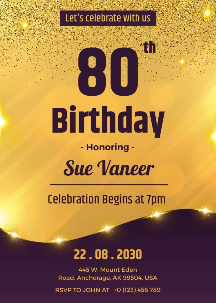 80th Birthday Invitations