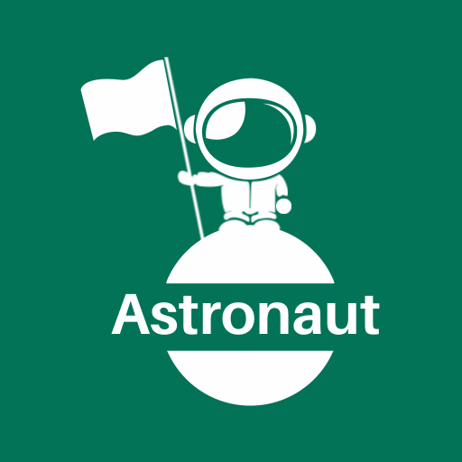 Green And White Split Circle Cute Astronaut Logo Design, logo layout